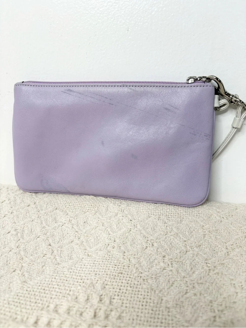 Y2K Vintage Coach Hamptons Large Skinny Wristlet 7734 Lilac Leather Two Tone